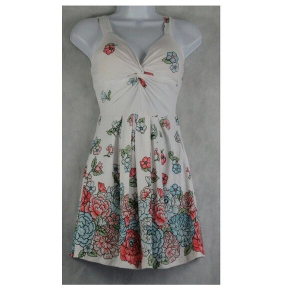 Planet Gold Juniors Floral Print Fit & Flare Dress, Egret Ivory Multi, Small - Picture 2 of 3